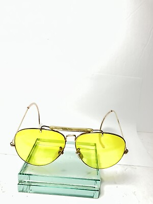 Vintage BUSHNELL Aviator Sunglasses 1 10 12k Gold Filled Yellow lense japan rare