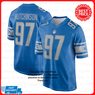 #ad Aidan Hutchinson #97 Detroit Lions 2023 24 Print Blue Jsy Fanmade All Size
