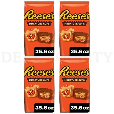 #ad REESE#x27;S Miniatures Milk Chocolate Peanut Butter Cups 35.6oz Bag Lot of 4 Bags