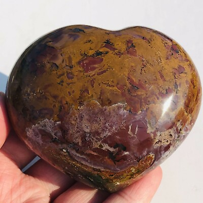 #ad 337g Natural Ocean Jasper Stone Heart Shaped Crystal Quartz Reiki Healing 122001