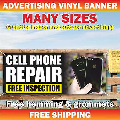 #ad CELL PHONE REPAIR Advertising Banner Vinyl Mesh Sign unlock buy service tablets