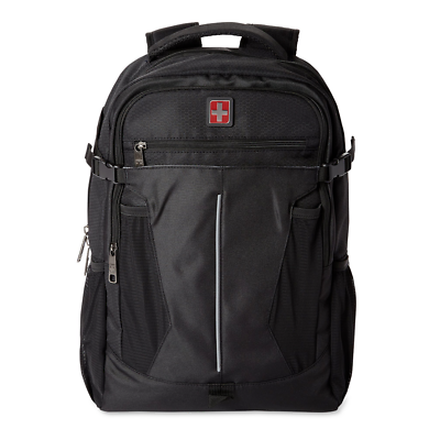 Swiss Tech Unisex Adult Banded Backpack Black for School Work