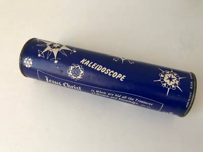 VTG Kaleidoscope Toy Blue Abstract Graphics Bible Verse Sunday School Col 2:3