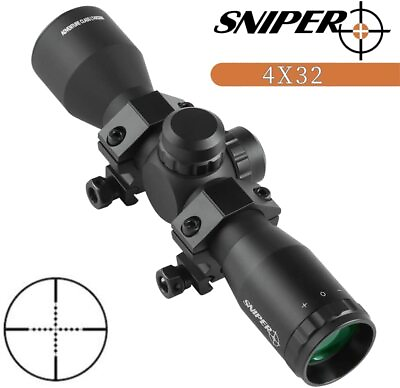 Sniper compact 4X32 Compact Scope 223 308 Crossbow Scope w Rings