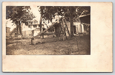 #ad #ad Original RPPC Children Playing On Playground Slide Vintage Antique Postcard
