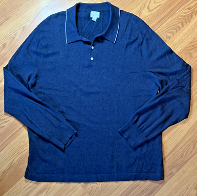 #ad Cotton Silk knit for J. Crew Long Sleeve Shirt Blue XL 80%Cotton 20%Silk