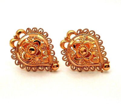 GENUINE JEWELRY COLLECTION FOR MOTHER#x27;S DAY 22K GOLD STUD EARRING FILIGREE WORK