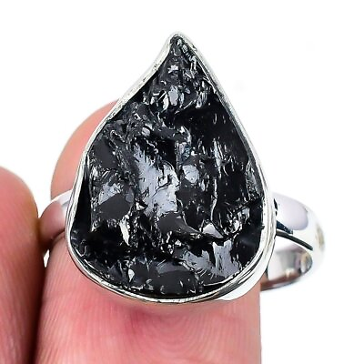 #ad Shungite Ring 925 Solid Sterling Silver Gemstone Handmade Jewelry Size 10.5