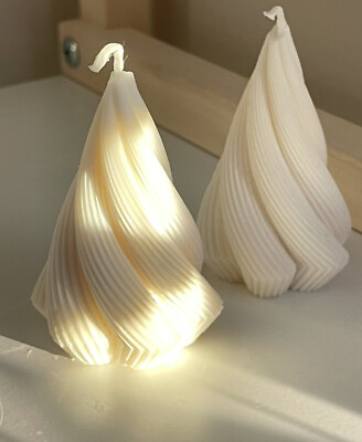 Spiral Cone Shape Candles Set Of 2 Soy Wax Holliday Decor Christmas Candles