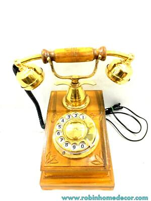 Brown Polished Rotary Chicago Antique Phone Retro Desk Telephone Classy Old Desi