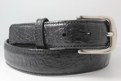 #ad Genuine Black Alligator Leather 1.25 Inch Wide Belt Made in U.S.A