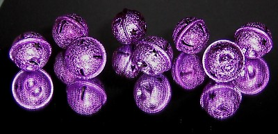 #ad 8 Miniature Frosted Purple Bells Metal Christmas Ornaments Matte Feather Tree