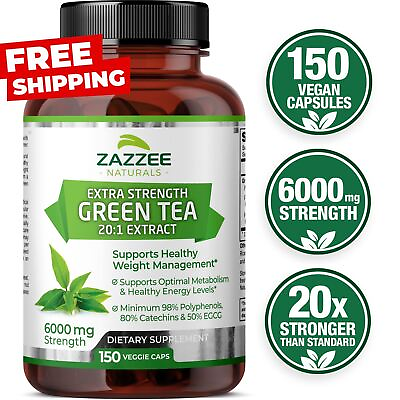#ad Extra Strength Green Tea 20:1 Extract 6000 mg Strength 150 Vegan Capsules