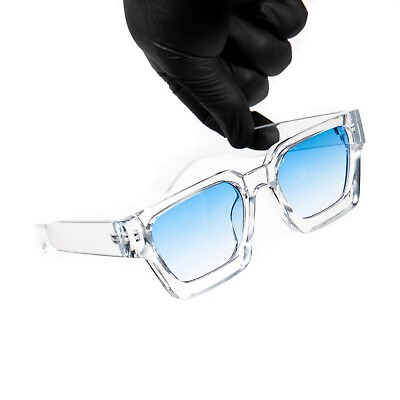 Hip Hop Fashion Large Clear Sky Blue Tint Top Quality Acetate Sunglasses