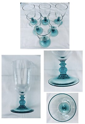#ad VINTAGE Luminarc Glass Goblets 16 oz. COURTYARD Green Stem 6 Piece Set FRANCE