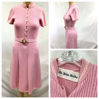 #ad #ad Vintage 60s 70s St John Knit Dress Pink Classic Vintage LOOK Small Medium