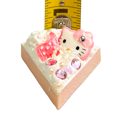 #ad #ad Hello Kitty Cake Topper Rhinestones Figure Birthday Decoration Pink Slice Bow