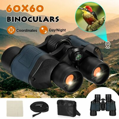 #ad 60X60 Zoom Binoculars Day Night Vision Travel Outdoor HD Hunting Telescope Bag