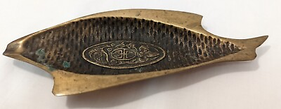 MidCentury Solid Brass Fish Ashtray Trinket Tray Soap Dish Bowl Brutalist SIGNED