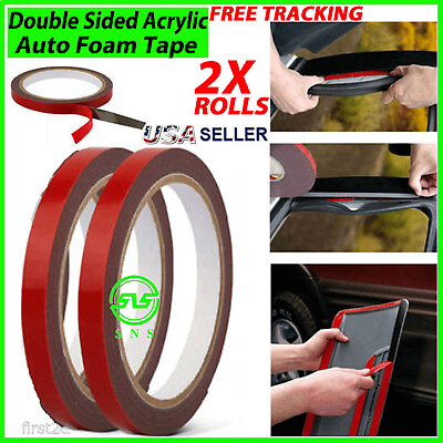 2X Auto Tape Acrylic Foam Double Sided Back Car Mounting Adhesive 3m x10mm 10ft