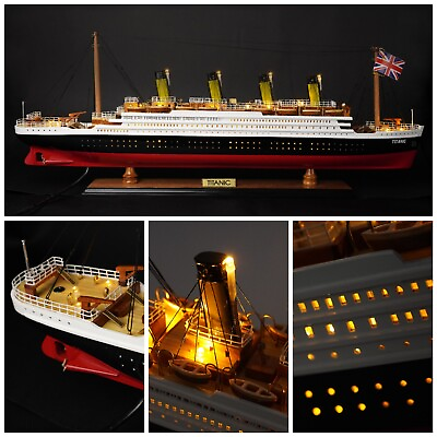 Titanic Ship Model Wooden Handcrafted Boat Model 23quot;L Decor