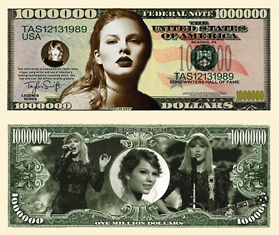 #ad new Taylor Swift Million Dollar Bill Play Funny Money Novelty Note FREE SLEEVE