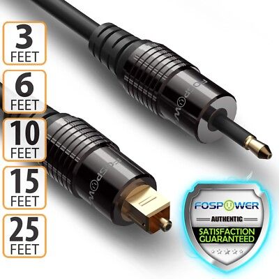 FosPower 3 6 10 FT Toslink to Mini SPDIF Fiber Optic Digital Optical Audio Cable