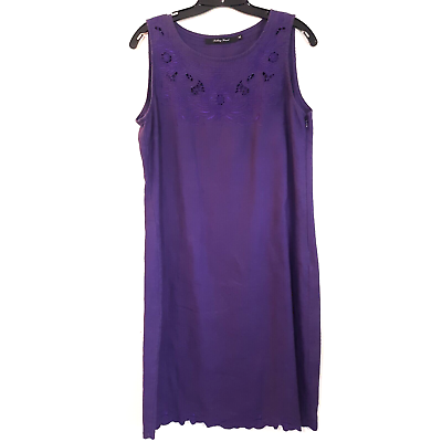 #ad Talking French Dress Sz EU42 US Small Purple Linen Sleeveless Knee Length Shift