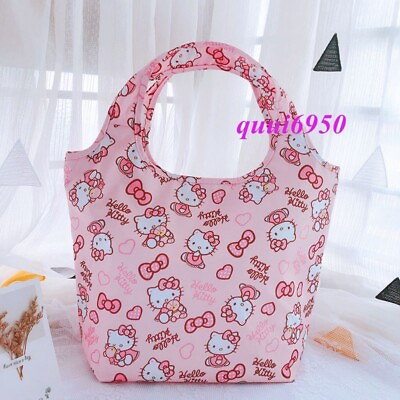 Cute Hello Kitty Bear Bow Lunch Box Bag Insulated Cooler Handbag Picnic Case
