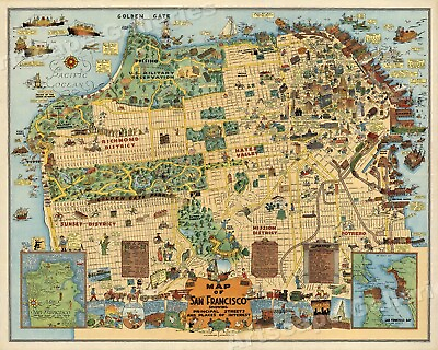 #ad #ad San Francisco 1927 Odd Historic Map 16x20