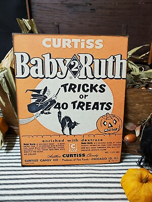 #ad OLD VINTAGE ANTIQUE RETRO STYLE ADVERTISING HALLOWEEN BABY RUTH CANDY BOX SIGN
