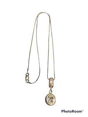#ad Sterling Silver 925 Quartz Pendant Necklace