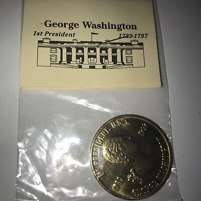 #ad George Washington 1st President 1789 1797 Coin token collection Gold 28mm A2