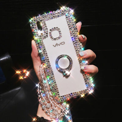 New Bling sparkling Diamond Crystal Bracket Phone Case amp; Ring Stand amp; Strap