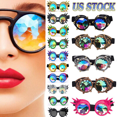 Vintage Steampunk Goggles Kaleidoscope Sunglasses Gothic Retro Cosplay Party NFS