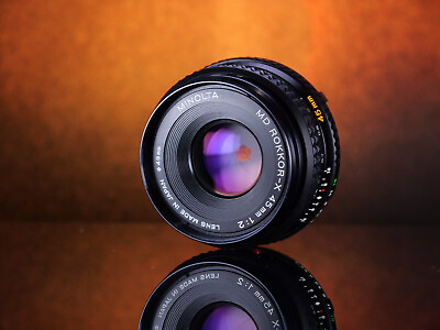 #ad Minolta 45mm f 2.0 f 2.8 Rokkor X MD Mount Prime Lens READ #2086709
