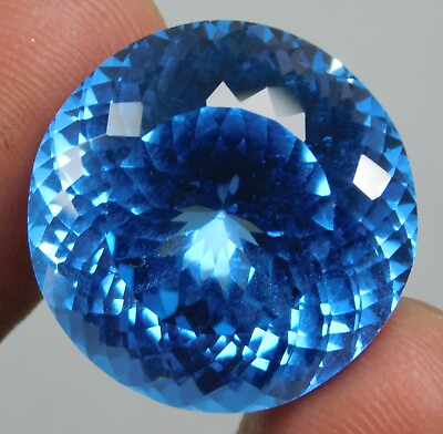 #ad Top Quality 39.60 Ct Natural Sea Blue Aquamarine Round Cut Certified Loose Gems