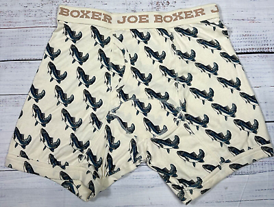 #ad Joe Boxer Mens Fish Print Boxer Brief Underwear Size Lg 36 38 Beige New