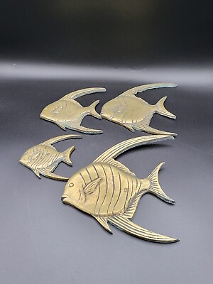 Vnt Set Of 4 Brass Fish Wall Decor