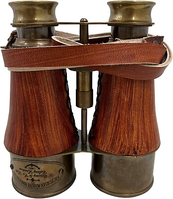 Vintage Marine Victorian Brass Orange Leather Binocular Sailor Instrument London