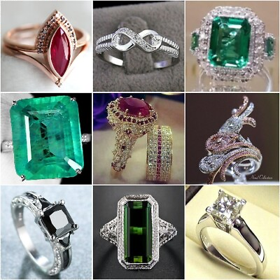 Luxury Wedding 925 Silver Ring Women Cubic Zircon Jewelry Gift Sz 6 10