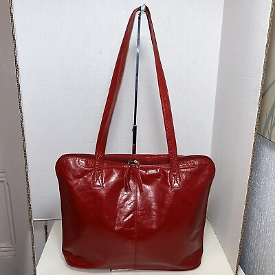 #ad Latico NJ Red Leather Double Zipper Tote Bag Shoulder Bag