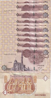 #ad Egypt 1 Pounds 2019 P 71 h UNC LOT 10 PCS