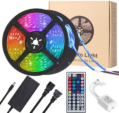 #ad 32ft LED Strip Lights Remote Control Bedroom Waterproof for Indoor Outdoor Use