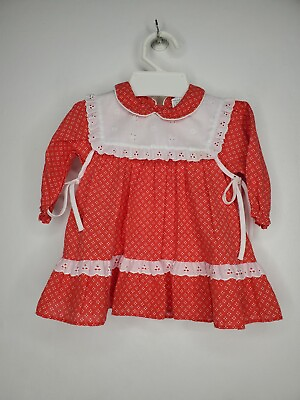 #ad Vintage Alexis 3 Months Vintage Baby Girl Dress red and white