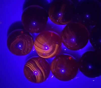 #ad #ad Lot of 10 Vintage Red Clearie Translucent UV Reactive Ruby Cherry Glass Marbles