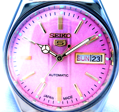 1970#x27;s quot;Vintage Japanquot; quot;SEIKO 5. Automatic. Pink Classic Day Date Men#x27;s Watch