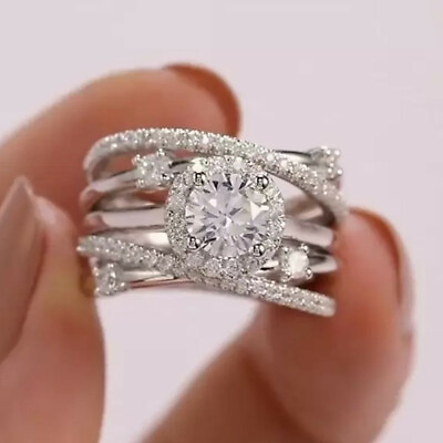 Women Gorgeous Cubic Zircon Wedding Party Ring 925 Silver Jewelry Sz 6 10