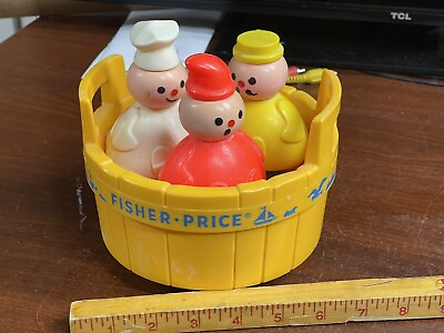 #ad Vintage Fisher Price Three 3 Men In A Tub Childs Toy