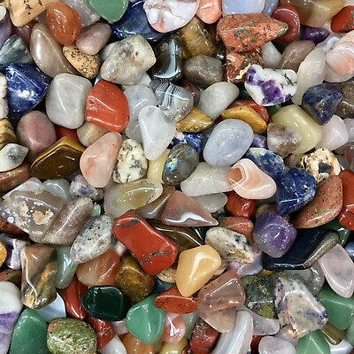 #ad 1lb Mixed Lot Polished Rocks Tumbled Stones Gemstone Mix Healing and Reiki